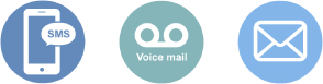 sms, voicemail and email icons